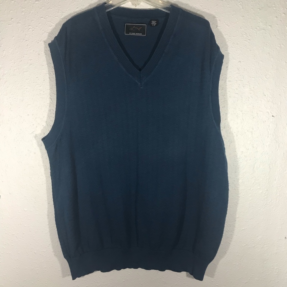 Greg Norman Navy V-Neck Cotton Sweater Vest